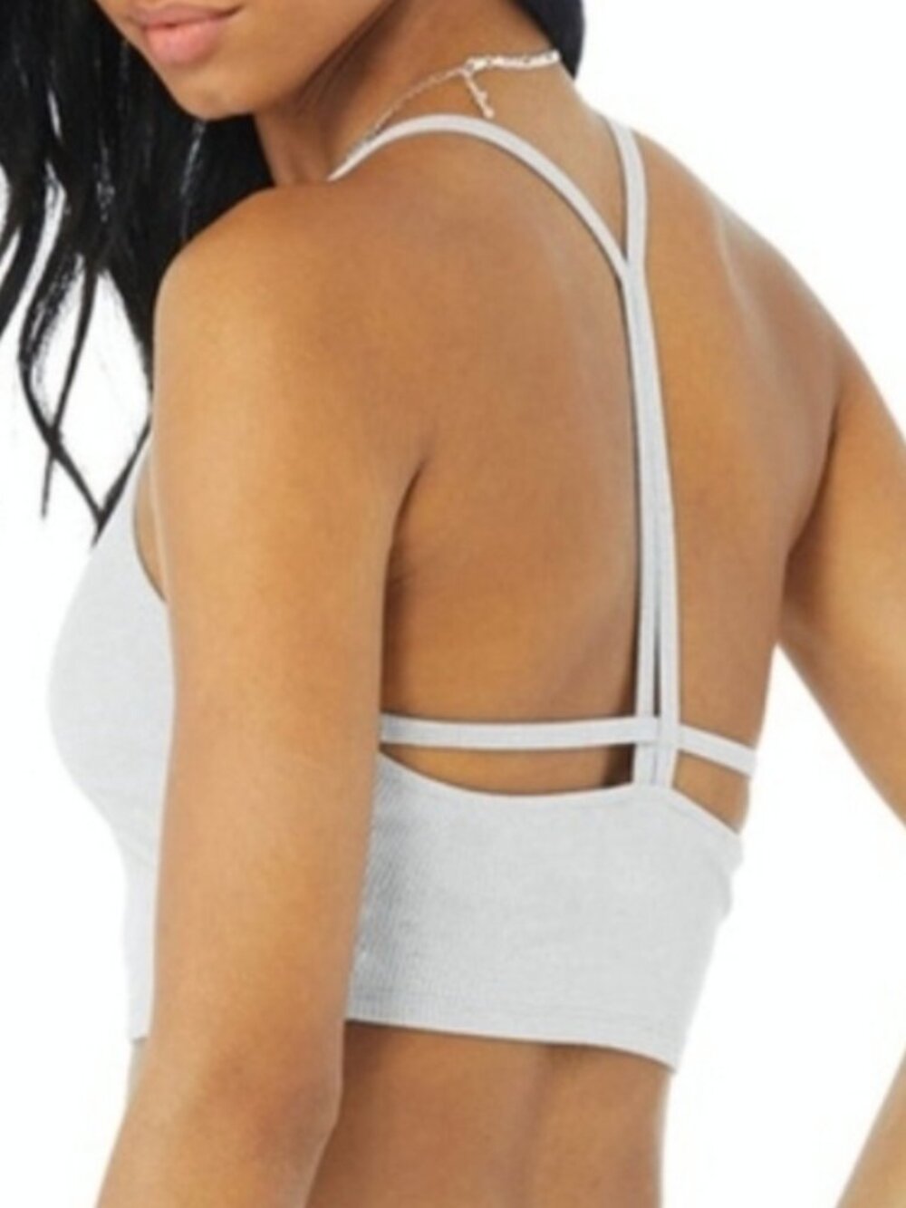Alo Alo Alosoft Ribbed Crop Calm Tank Athletic Heather Grey Medium